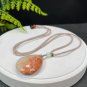 Teardrop Fossilized Coral Pendant Necklace Jadeification Orange Pink Bi-color Lemon Blossom
