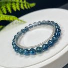 Blue Kyanite Beaded Bracelet 7.8mm Icy Transparent Cat's Eyes
