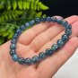 Blue Kyanite Beaded Bracelet 7.8mm Icy Transparent Cat's Eyes
