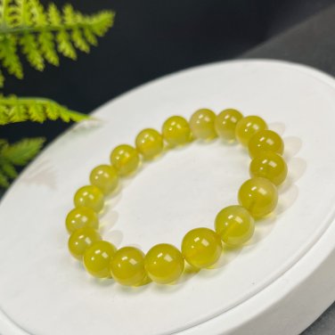 Australia Golden Prehnite Beaded Bracelet 11mm Authentic Icy Transparent Stacking