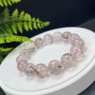 Rare Pink Pyrolusite Beaded Bracelet 15.5mm Icy Translucent Cornucopia Dendritic Crystal