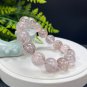 Rare Pink Pyrolusite Beaded Bracelet 15.5mm Icy Translucent Cornucopia Dendritic Crystal