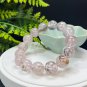 Rare Pink Pyrolusite Beaded Bracelet 15.5mm Icy Translucent Cornucopia Dendritic Crystal