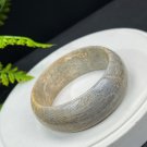 Gray Yellow Fossilized Coral Bangle 55MM Porcelain Luster Celestial Eye Skeleton Phoenix Tail