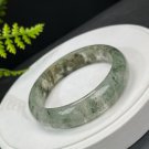 Green Phantom Quartz Bangle 61+MM Icy Translucent Multi-inclusions Ghost Crystal