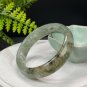 Green Phantom Quartz Bangle 61+MM Icy Translucent Multi-inclusions Ghost Crystal