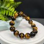 Yellow Tiger's Eye Beaded Bracelet 14mm Jadeification Lightning Pattern