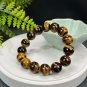 Yellow Tiger's Eye Beaded Bracelet 14mm Jadeification Lightning Pattern