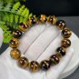 Yellow Tiger's Eye Beaded Bracelet 14mm Jadeification Lightning Pattern