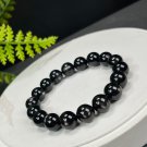 Egyptian Hypersthene Beaded Bracelet 11mm Flashing Gold Black Gemstone