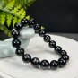 Egyptian Hypersthene Beaded Bracelet 11mm Flashing Gold Black Gemstone