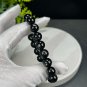 Egyptian Hypersthene Beaded Bracelet 11mm Flashing Gold Black Gemstone