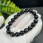 Egyptian Hypersthene Beaded Bracelet 11mm Flashing Gold Black Gemstone