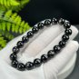 Egyptian Hypersthene Beaded Bracelet 9mm Flashing Gold Black Gemstone