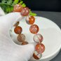 Orange Red Phantom Quartz Beaded Bracelet 17mm Flake Ice Rainbow Transparent Ghost Crystal