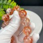 Orange Red Phantom Quartz Beaded Bracelet 17mm Flake Ice Rainbow Transparent Ghost Crystal