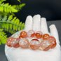 Orange Red Phantom Quartz Beaded Bracelet 17mm Flake Ice Rainbow Transparent Ghost Crystal