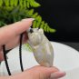 Fossilized Coral Pendant Jadeification Gray Blue Yellow Lemon Blossom Phoenix Tail Cute Fat Cat