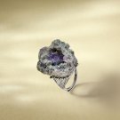 Raw Amethyst Adjustable Ring Geode Cornucopia Freeform Starlight Crystal Clusters Silver S925