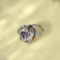 Raw Amethyst Adjustable Ring Geode Cornucopia Freeform Starlight Crystal Clusters Silver S925