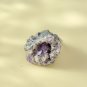 Raw Amethyst Adjustable Ring Geode Cornucopia Freeform Starlight Crystal Clusters Silver S925