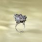 Raw Amethyst Adjustable Ring Geode Cornucopia Freeform Starlight Crystal Clusters Silver S925