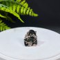 Raw Black Crystal Adjustable Ring Freeform Short Column Tower Mineral Specimen Silver S925 Handmade