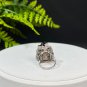 Raw Black Crystal Adjustable Ring Freeform Short Column Tower Mineral Specimen Silver S925 Handmade
