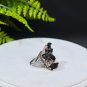 Raw Black Crystal Adjustable Ring Freeform Short Column Tower Mineral Specimen Silver S925 Handmade