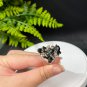 Raw Black Crystal Adjustable Ring Freeform Short Column Tower Mineral Specimen Silver S925 Handmade