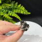 Raw Black Crystal Adjustable Ring Freeform Short Column Tower Mineral Specimen Silver S925 Handmade