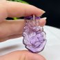 Amethyst Pendant Necklace Icy Transparent Hand Carved Nine Tailed Fox Yuanbao