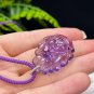 Amethyst Pendant Necklace Icy Transparent Hand Carved Nine Tailed Fox Yuanbao