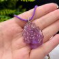 Amethyst Pendant Necklace Icy Transparent Hand Carved Nine Tailed Fox Yuanbao