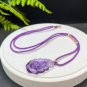 Amethyst Pendant Necklace Icy Transparent Hand Carved Nine Tailed Fox Yuanbao