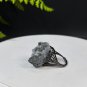 Raw Gray White Crystal Adjustable Ring Transparent Geode Crystal Clusters Silver S925 Handmade
