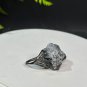 Raw Gray White Crystal Adjustable Ring Transparent Geode Crystal Clusters Silver S925 Handmade