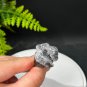 Raw Gray White Crystal Adjustable Ring Transparent Geode Crystal Clusters Silver S925 Handmade
