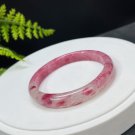 Cherry Blossom Rhodonite Oval Bangle 62MM Icy Translucent Crystallization