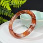 Ox Blood Red Phantom Quartz Bangle 54+MM Icy Transparent Rainbow Multi-inclusions Ghost Crystal