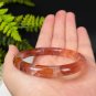 Ox Blood Red Phantom Quartz Bangle 54+MM Icy Transparent Rainbow Multi-inclusions Ghost Crystal