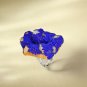 Raw Blue Azurite Adjustable Ring Freeform Cornucopia Silver S925 Handmade