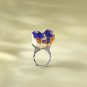 Raw Blue Azurite Adjustable Ring Freeform Cornucopia Silver S925 Handmade