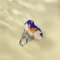 Raw Blue Azurite Adjustable Ring Freeform Cornucopia Silver S925 Handmade