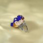 Raw Blue Azurite Adjustable Ring Freeform Cornucopia Silver S925 Handmade