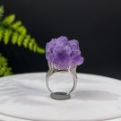 Raw Amethyst Adjustable Ring Dreamy Purple Clusters Silver S925 Handmade