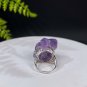 Raw Amethyst Adjustable Ring Dreamy Purple Clusters Silver S925 Handmade