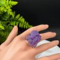 Raw Amethyst Adjustable Ring Dreamy Purple Clusters Silver S925 Handmade