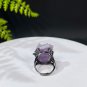 Raw Amethyst Adjustable Ring Matte Purple Clusters Silver S925 Handmade