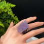 Raw Amethyst Adjustable Ring Matte Purple Clusters Silver S925 Handmade